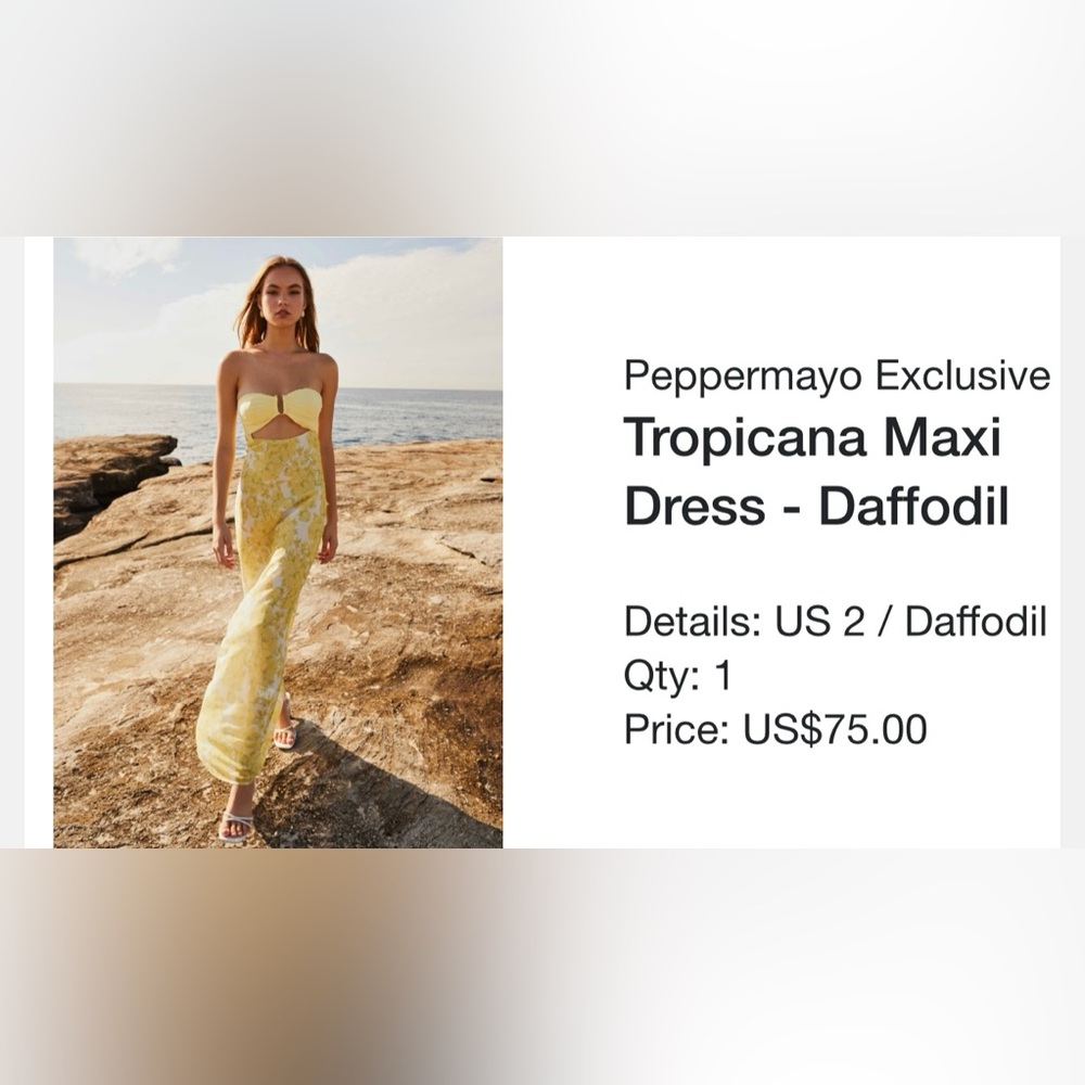 Peppermayo Yellow Strapless Sundress Resort Wear
